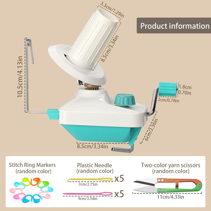 Kogyxe Yarn Winder, Yarn Ball Winder, Hand-Operated Easy-to-Install Yarn Cake Winder Spinner, Knitting Yarn Roller with Yarn Needles Set for Crocheting, The Helper for Knitting Lovers - Image 3